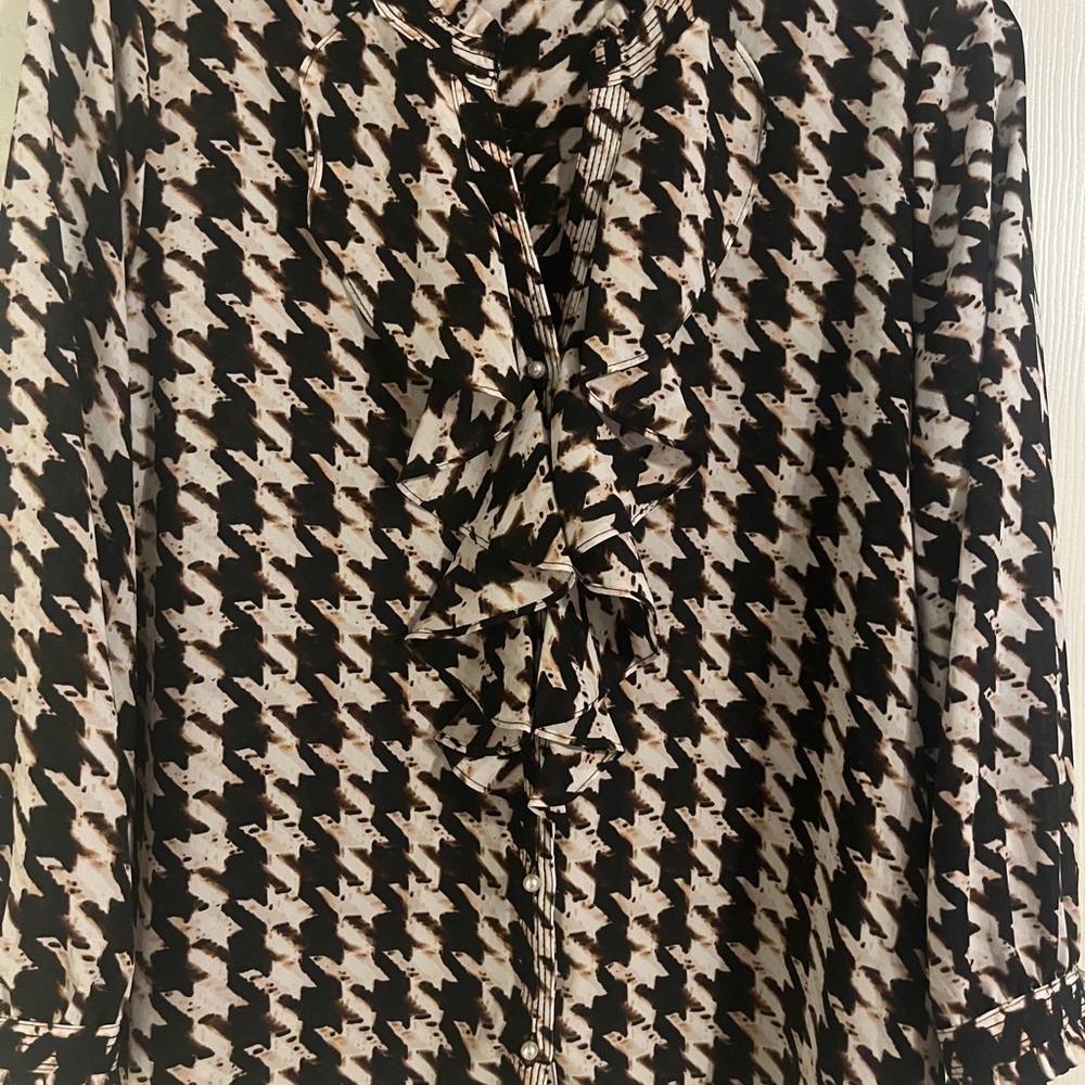 Karl Lagerfeld Black and Brown Patterned Top - Picture 2 of 3